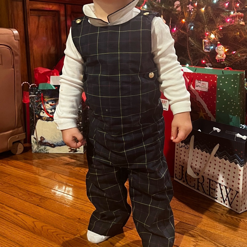 Ralph Lauren Cotton Bodysuit and Plaid Overall Set - worn once!